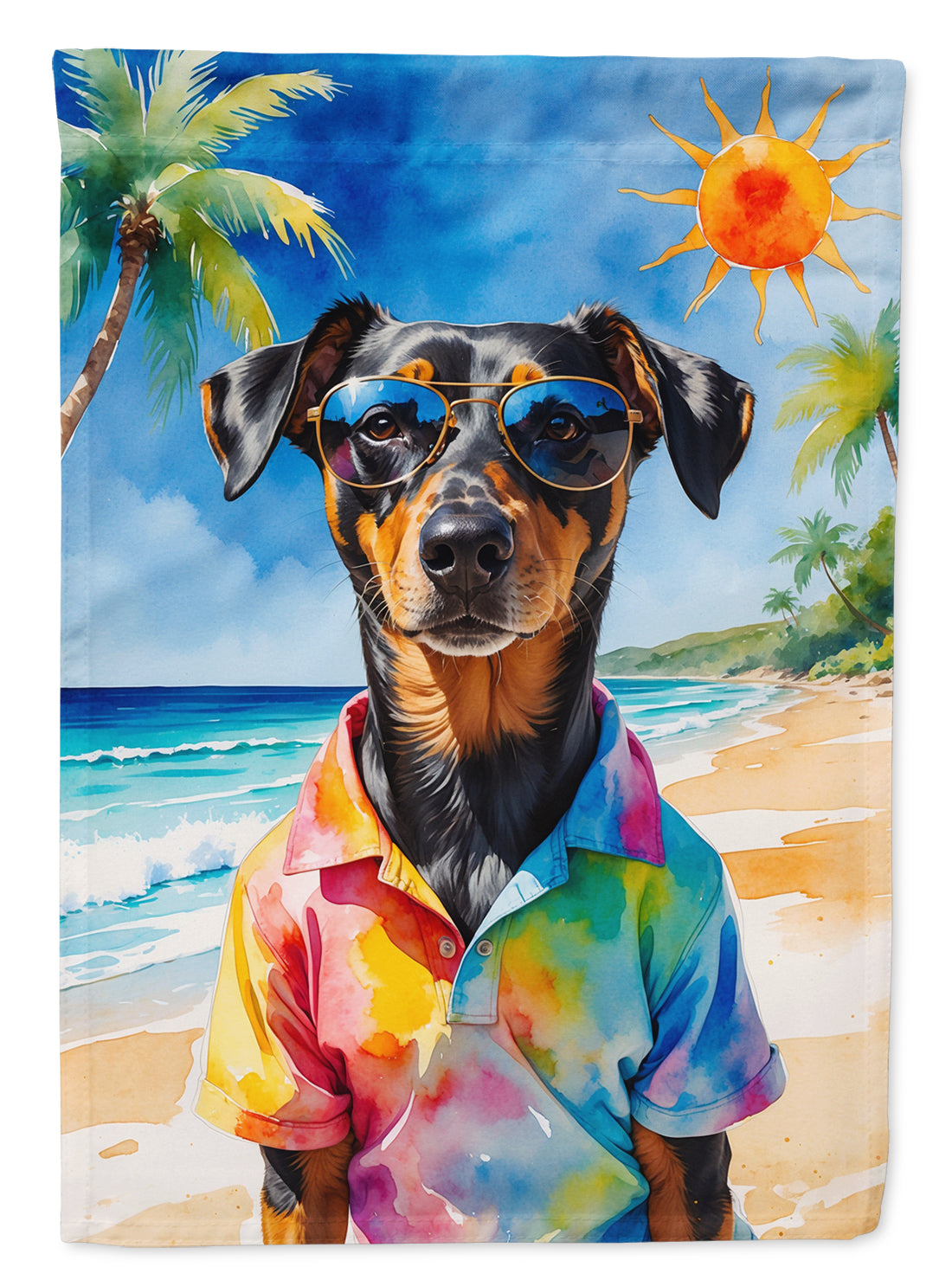 Buy this Doberman Pinscher Summer Beach Time House Flag