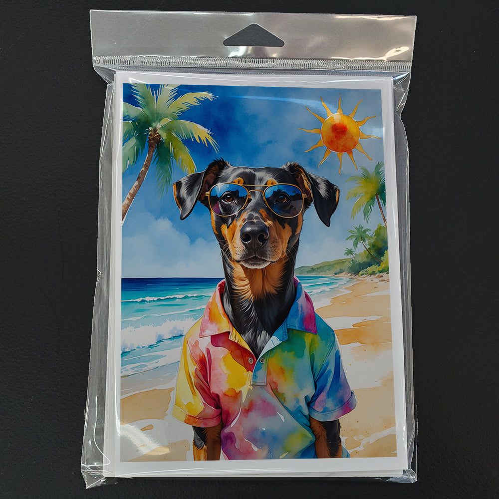 Doberman Pinscher Summer Beach Time Greeting Cards Pack of 8