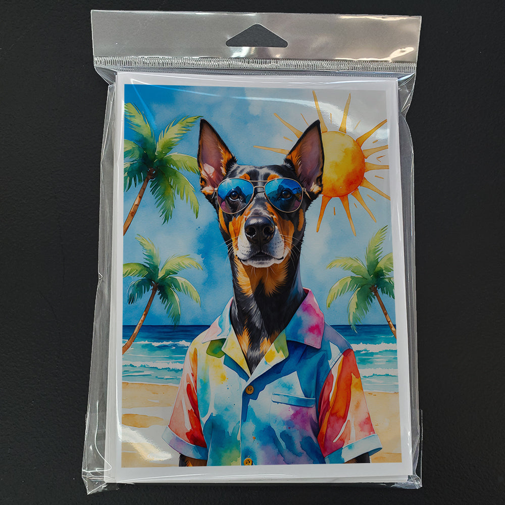 Doberman Pinscher Summer Beach Time Greeting Cards Pack of 8