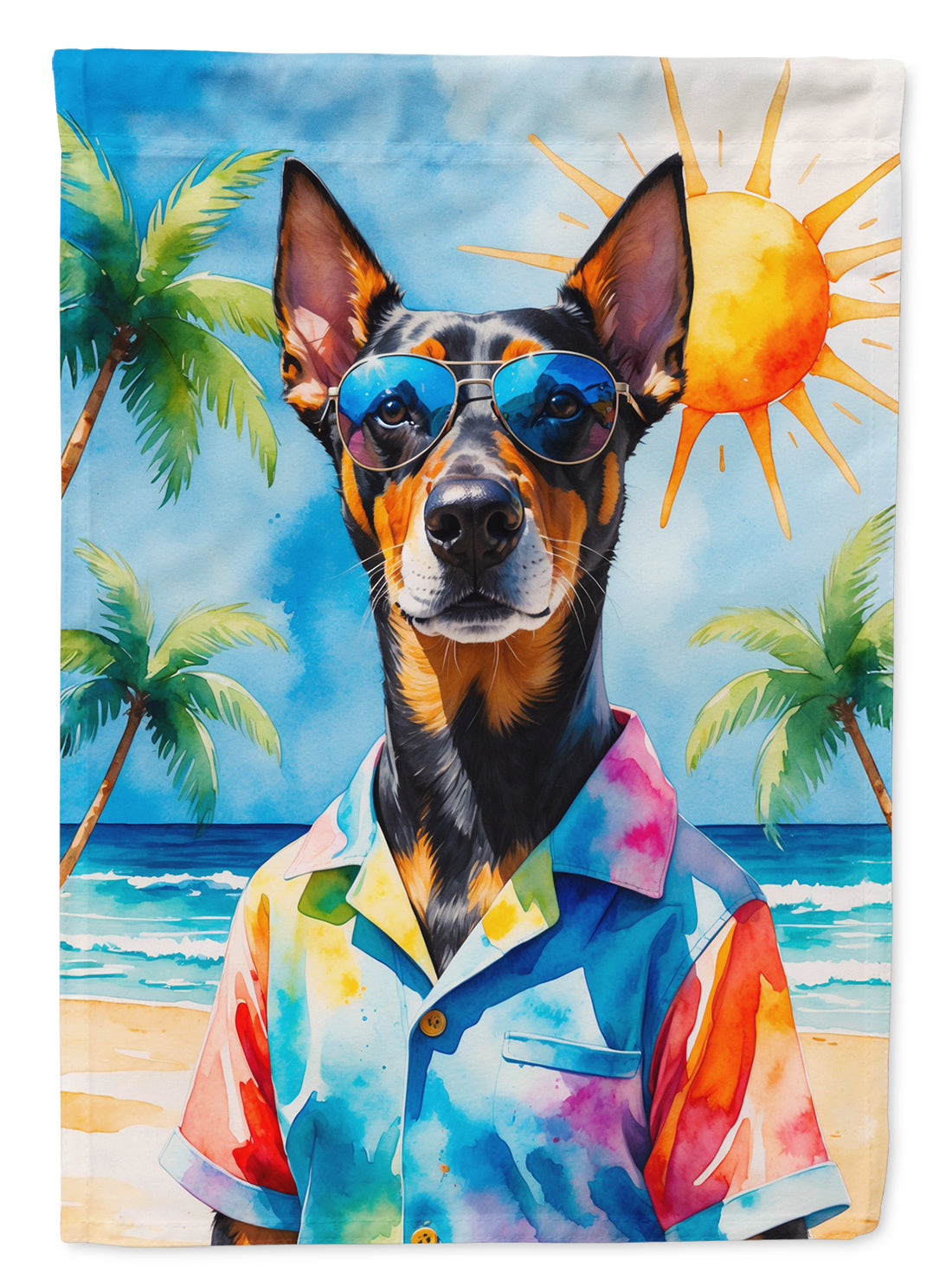 Buy this Doberman Pinscher Summer Beach Time Garden Flag