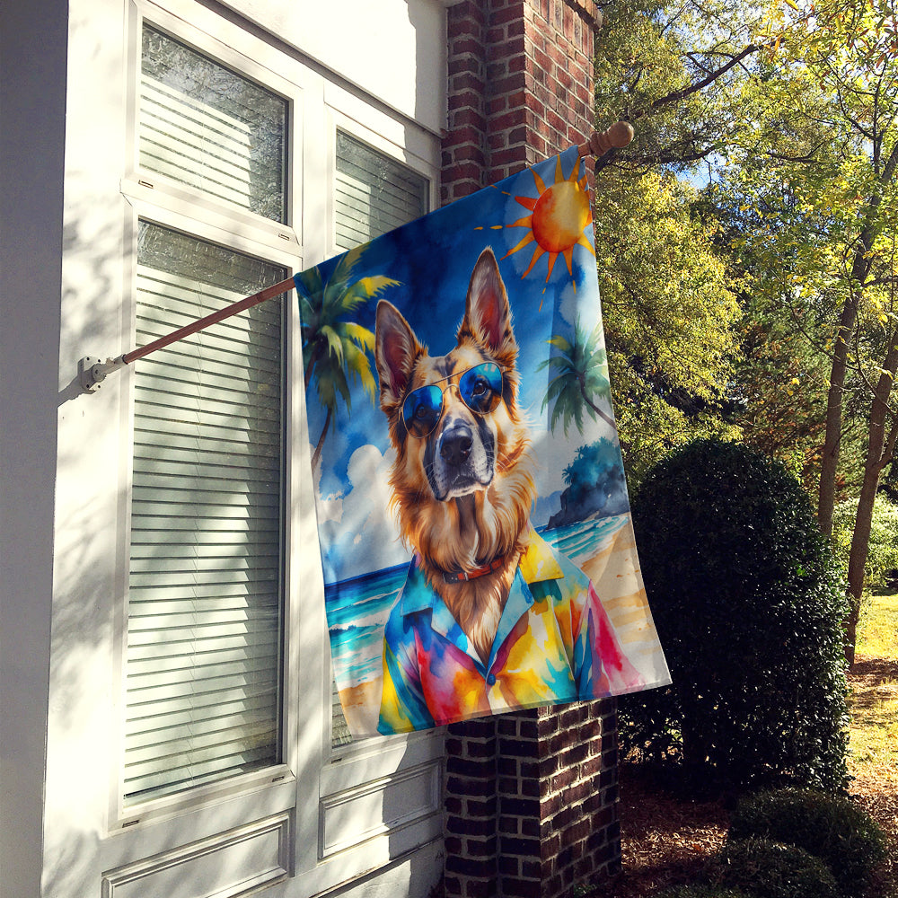 German Shepherd Summer Beach Time House Flag