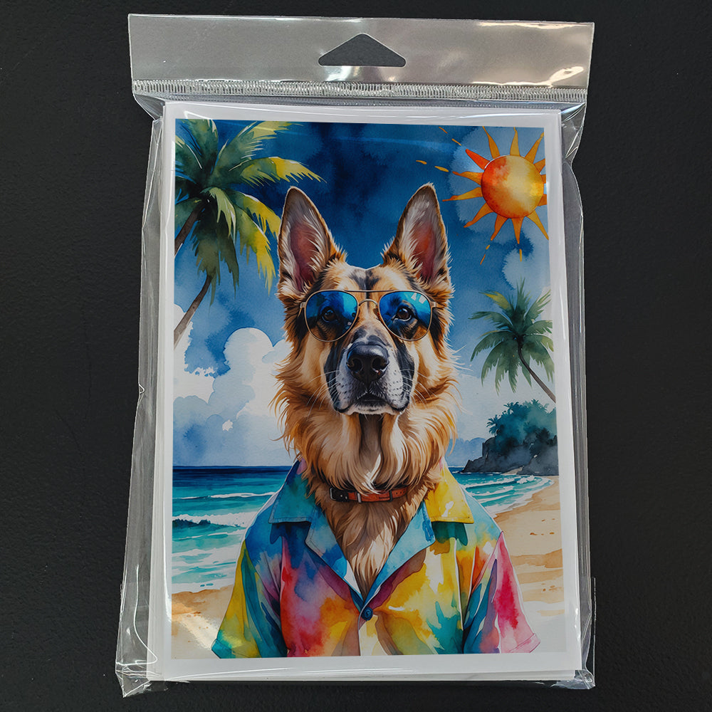 German Shepherd Summer Beach Time Greeting Cards Pack of 8