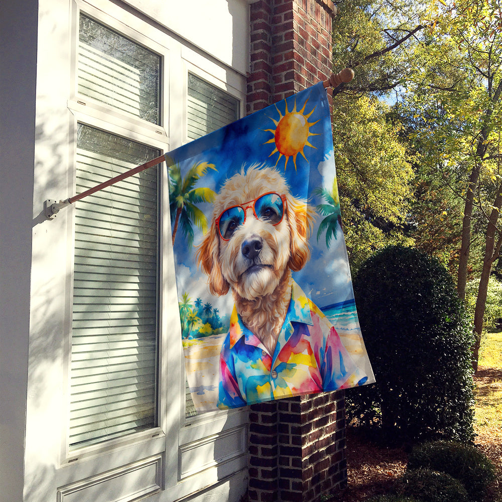 GoldendoodleSummer Beach Time House Flag