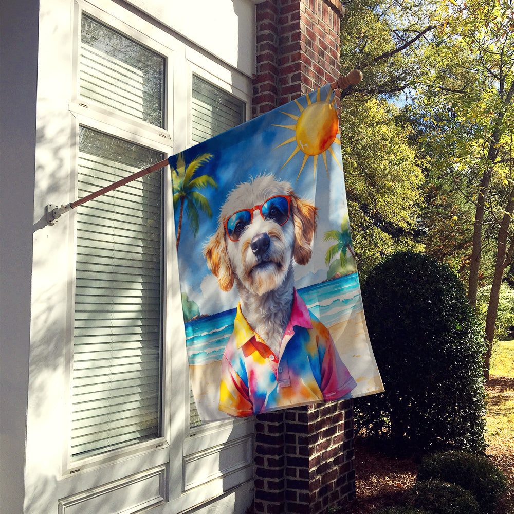 Labradoodle Summer Beach Time House Flag