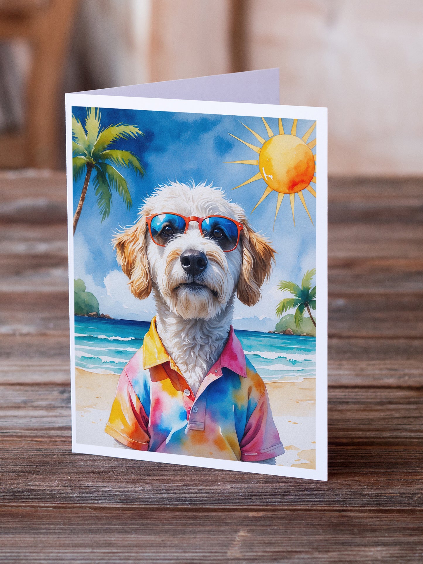 Labradoodle Summer Beach Time Greeting Cards Pack of 8