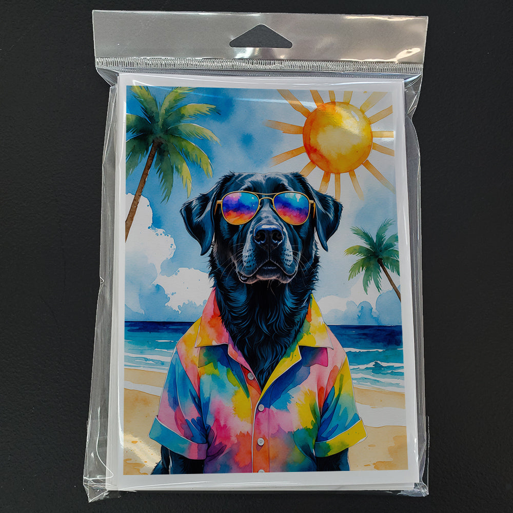 Black Labrador Retriever Summer Beach Time Greeting Cards Pack of 8