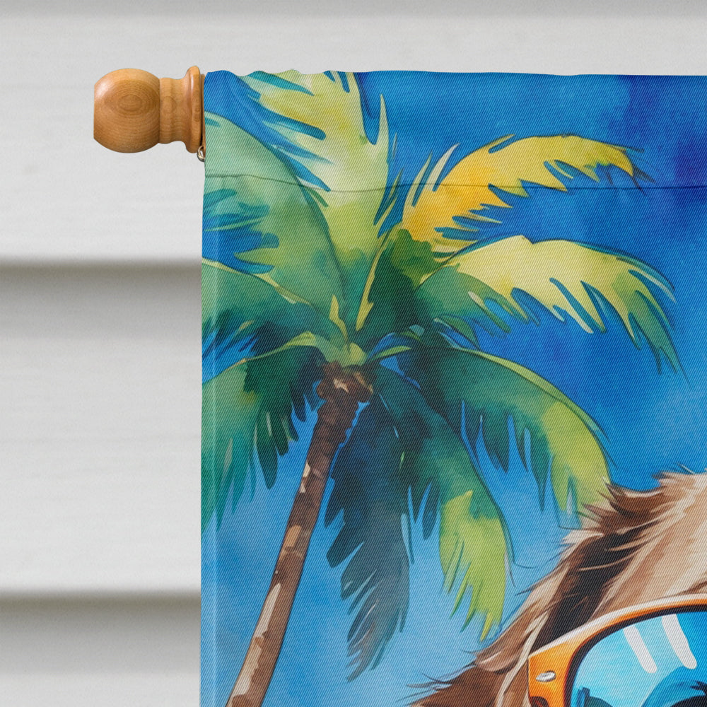 Chocolate Labrador Retriever Summer Beach Time House Flag