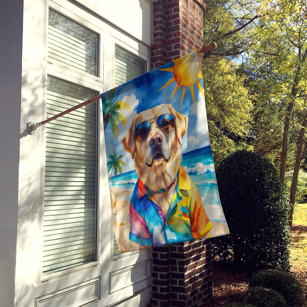 Yellow Labrador Retriever Summer Beach Time House Flag