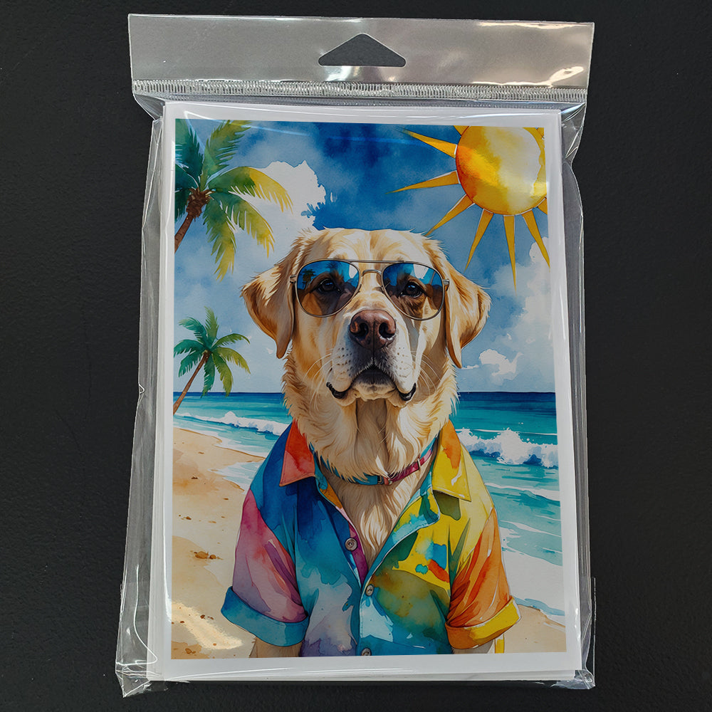 Yellow Labrador Retriever Summer Beach Time Greeting Cards Pack of 8