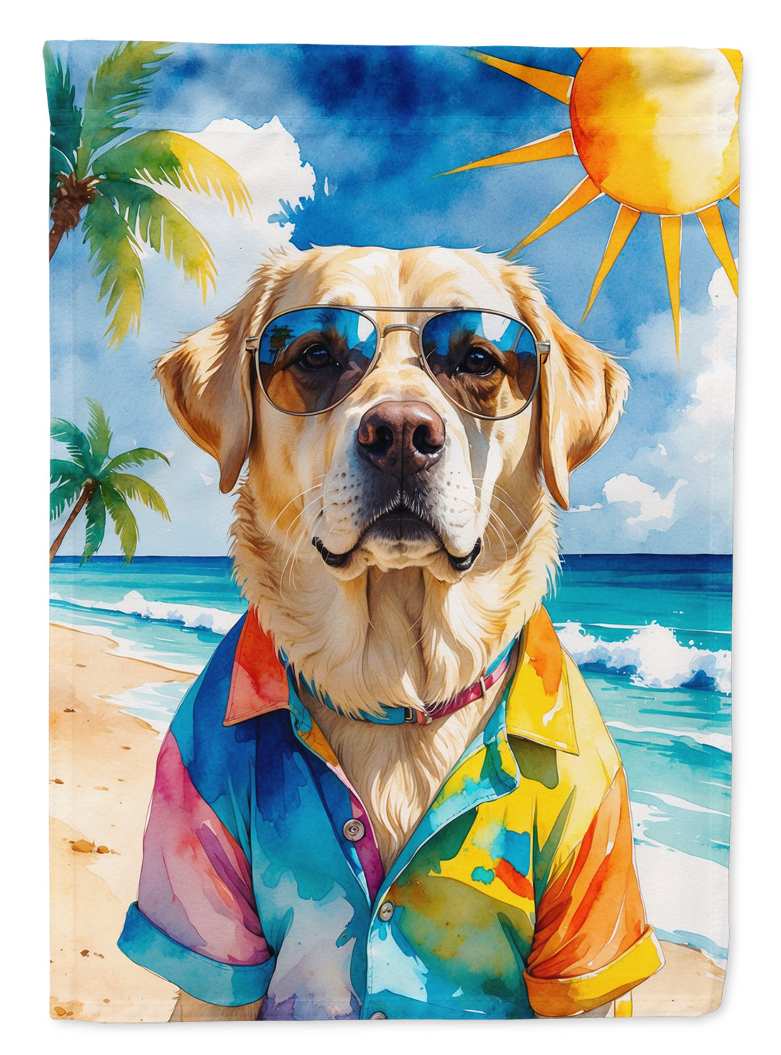 Buy this Yellow Labrador Retriever Summer Beach Time Garden Flag