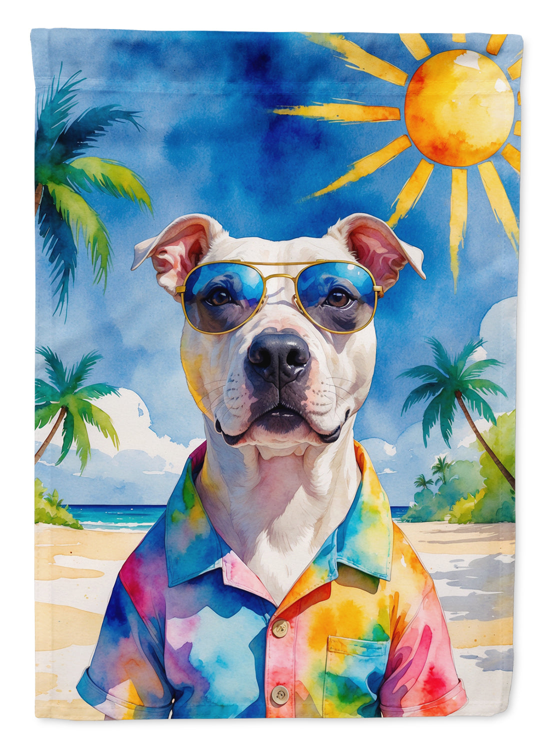 Buy this Pit Bull Terrier Summer Beach Time House Flag