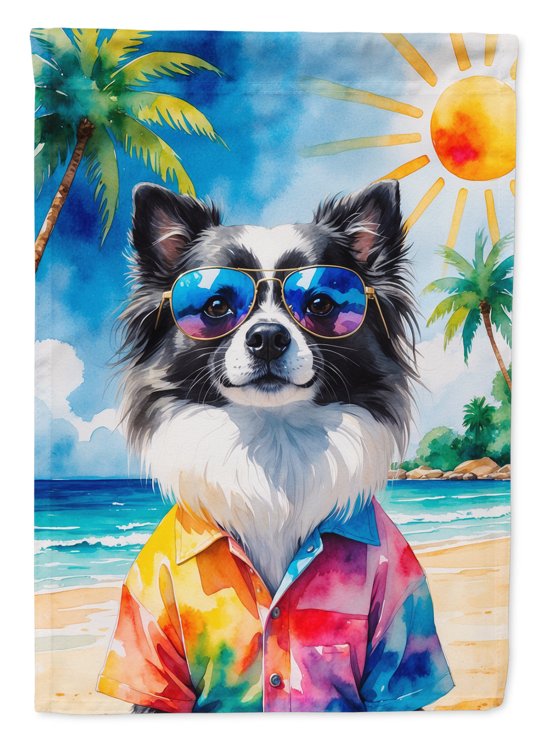 Buy this Pomeranian Summer Beach Time House Flag