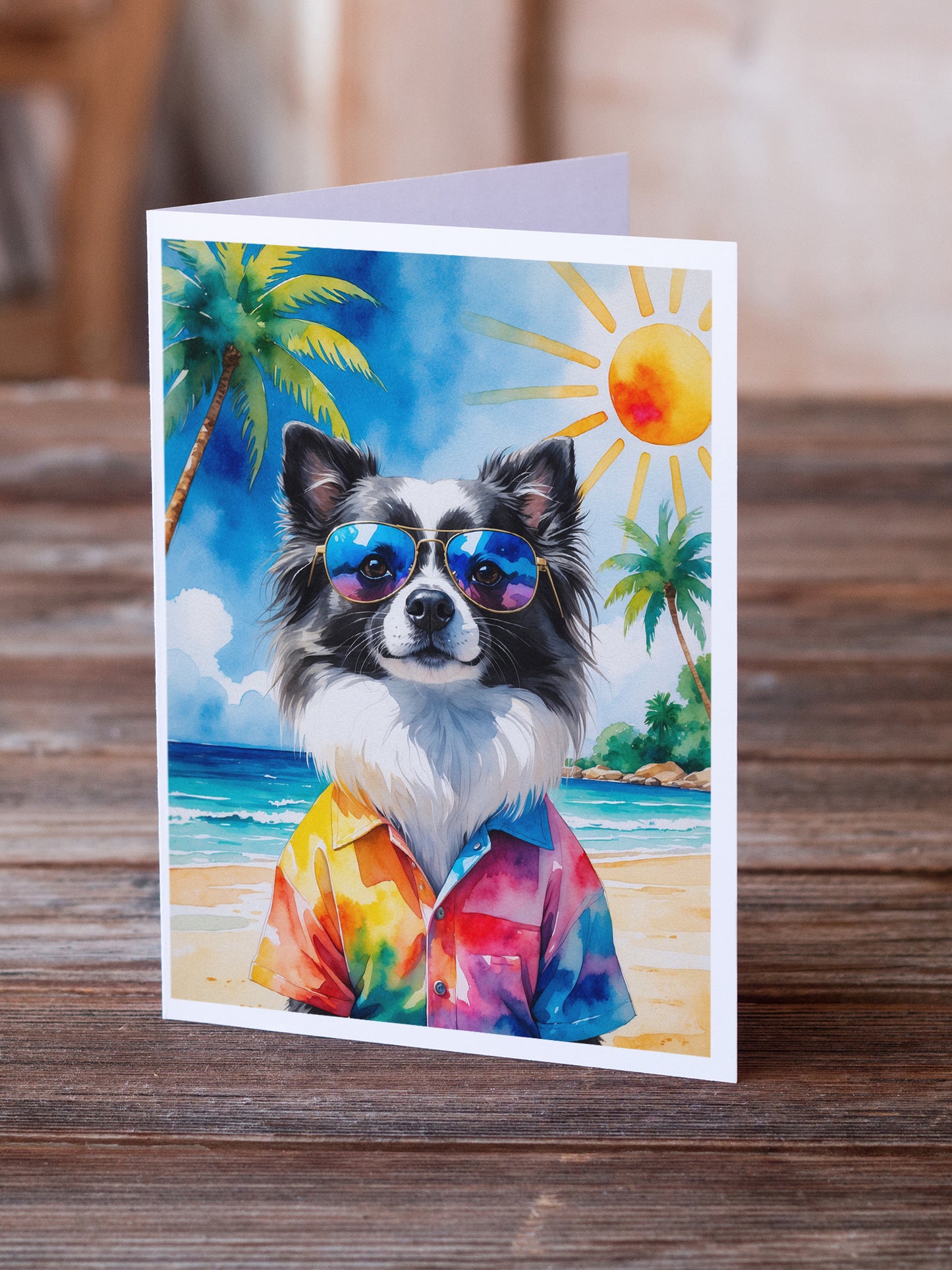 Pomeranian Summer Beach Time Greeting Cards Pack of 8