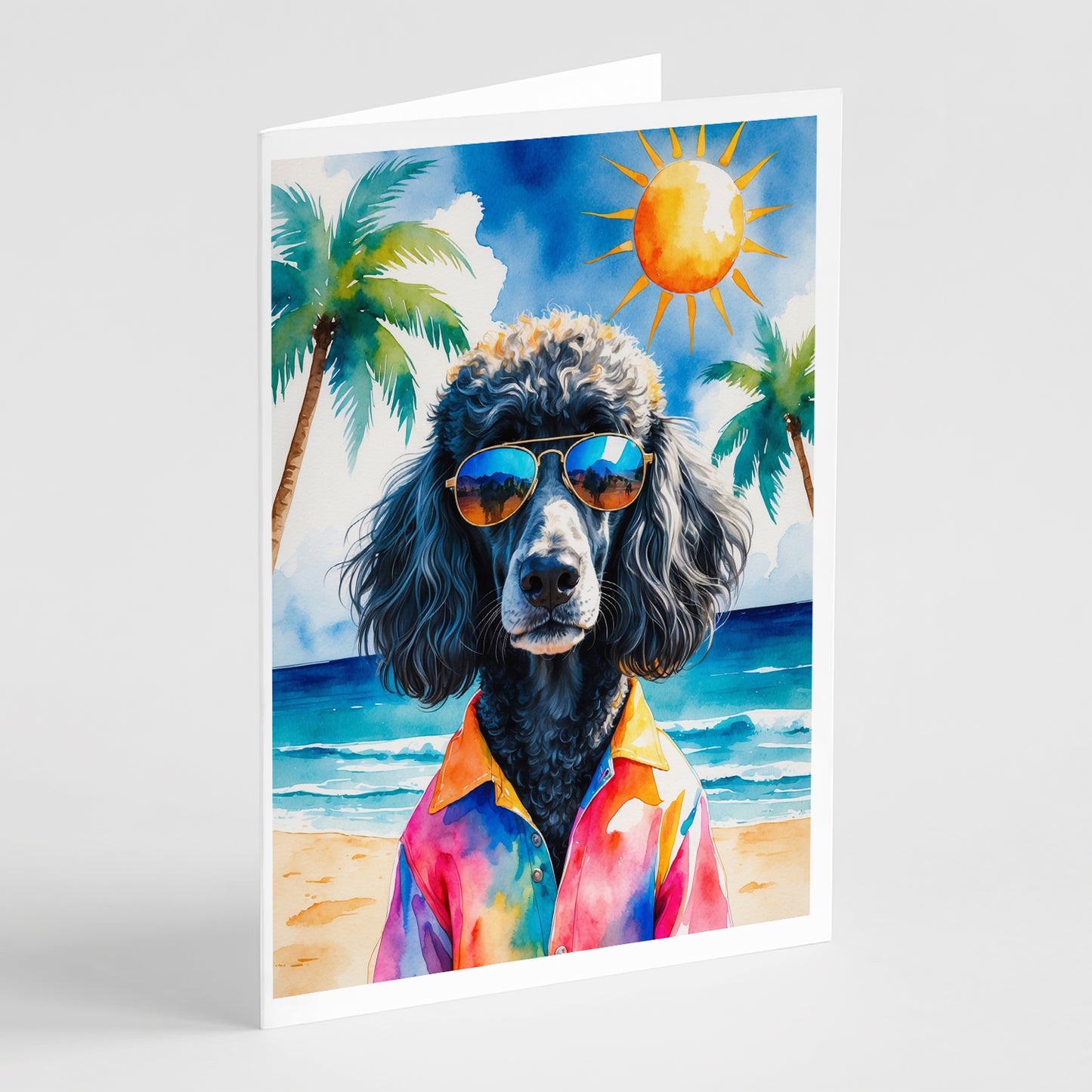 Buy this Black Poodle Summer Beach Time Greeting Cards Pack of 8