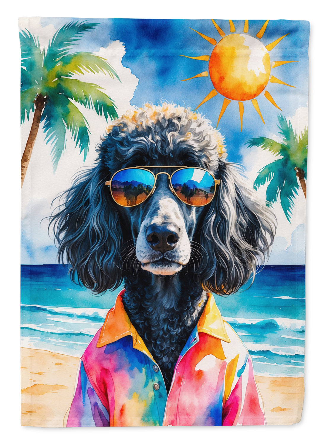 Buy this Black Poodle Summer Beach Time Garden Flag