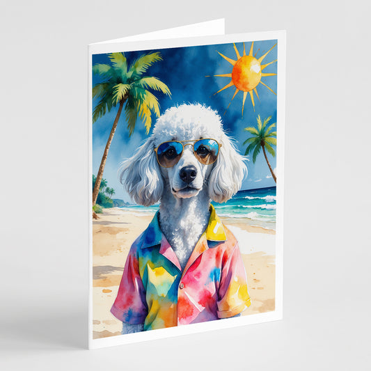 Buy this White Poodle Summer Beach Time Greeting Cards Pack of 8