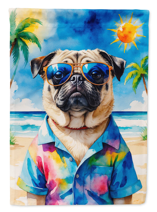 Buy this Pug Summer Beach Time House Flag