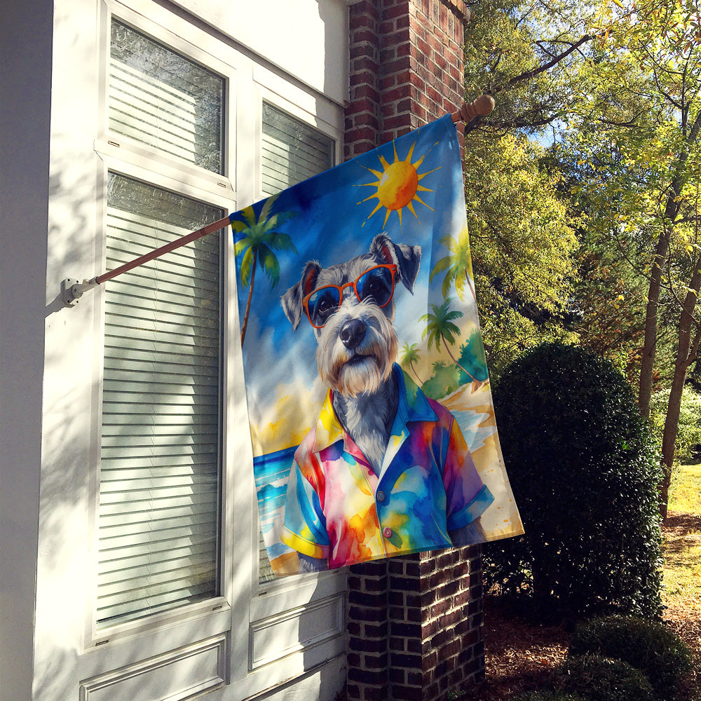 Schnauzer Summer Beach Time House Flag