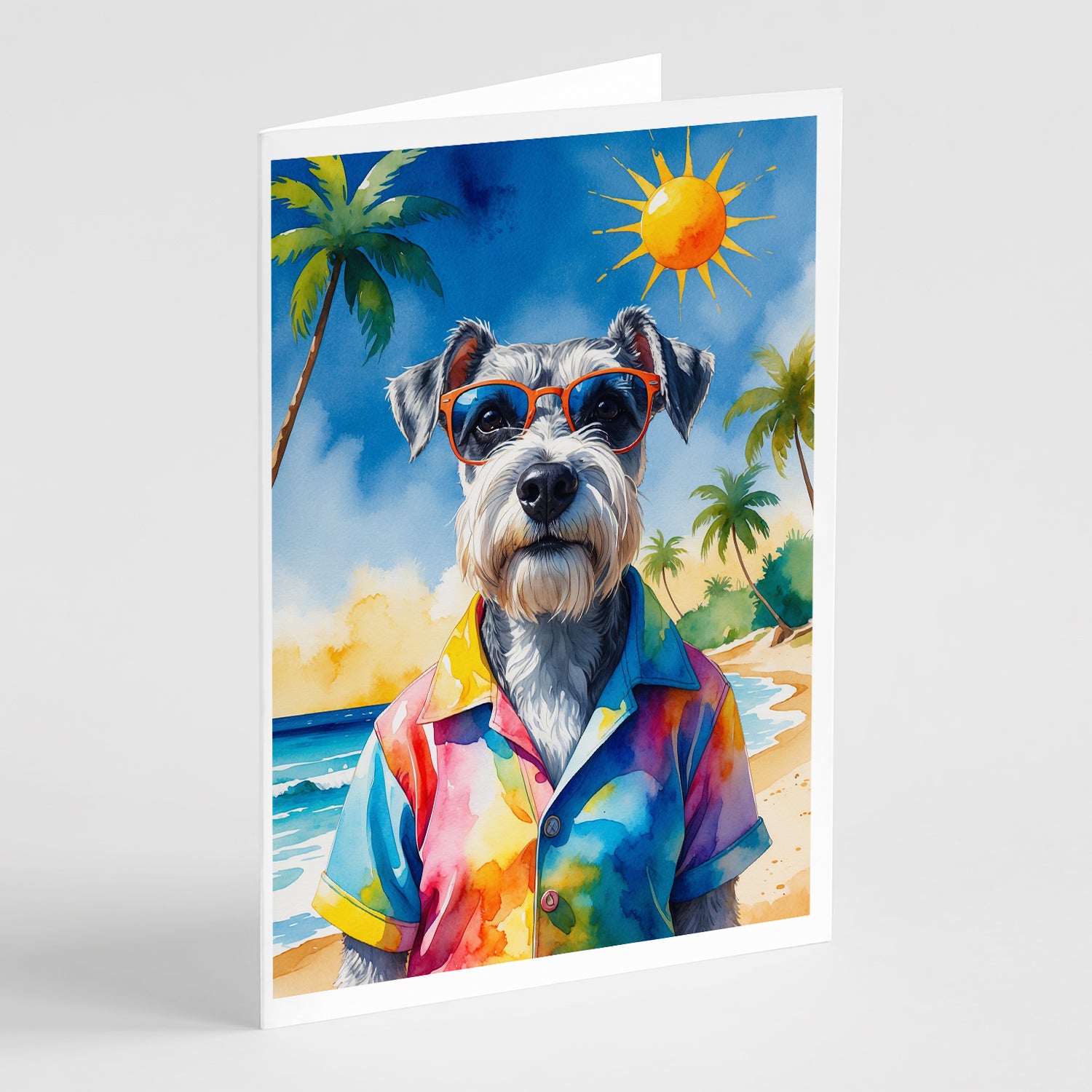 Buy this Schnauzer Summer Beach Time Greeting Cards Pack of 8