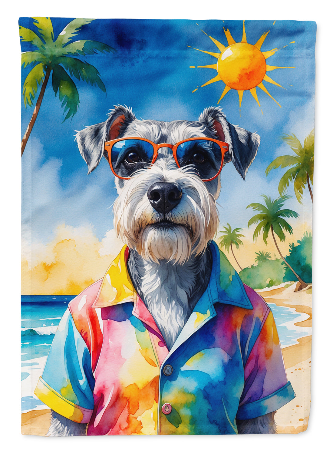 Buy this Schnauzer Summer Beach Time Garden Flag