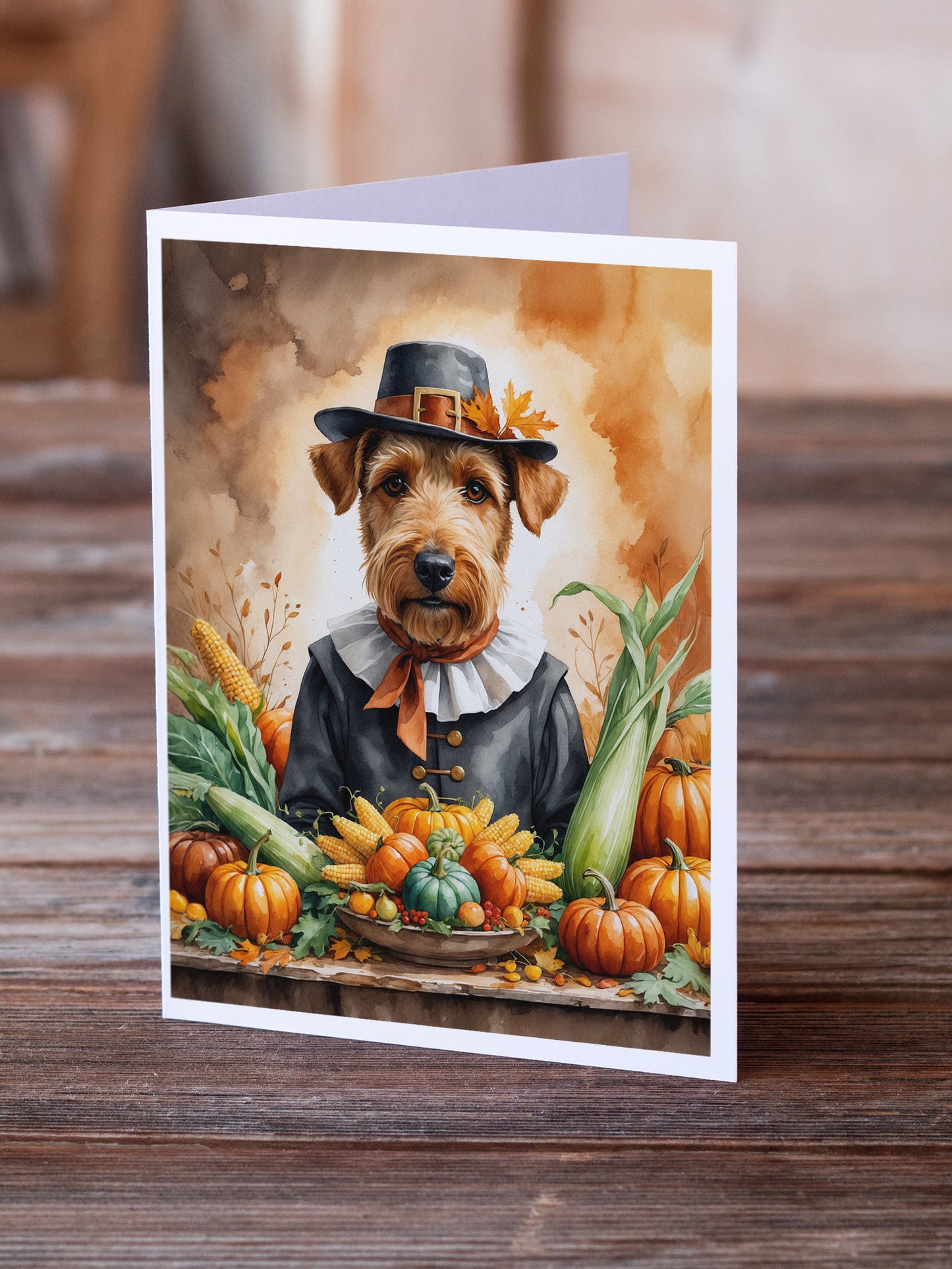 Airedale Terrier Thanksgiving Greeting Cards Pack of 8
