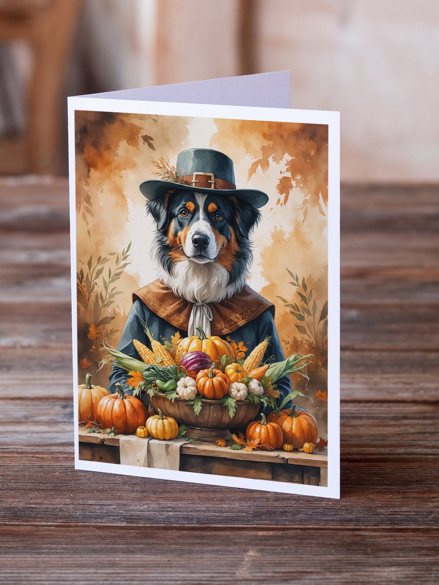 Australian Shepherd Thanksgiving Greeting Cards Pack of 8