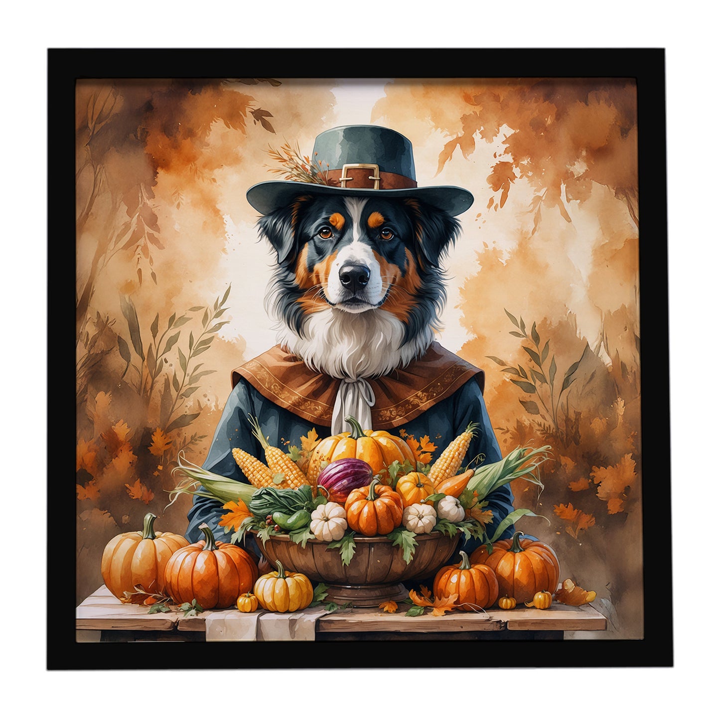 Buy this Australian Shepherd Thanksgiving Framed Metal Print