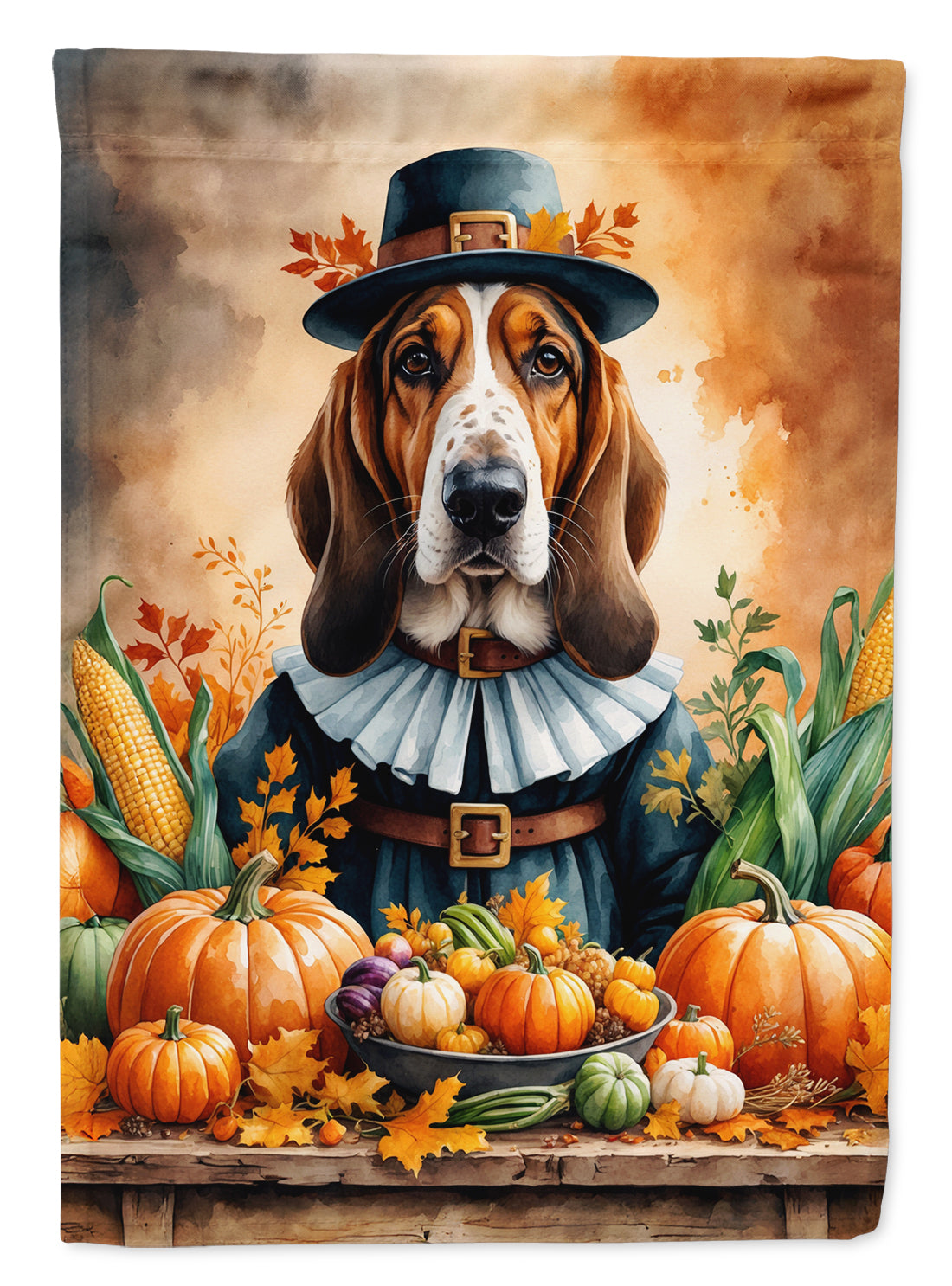 Buy this Basset Hound Thanksgiving House Flag