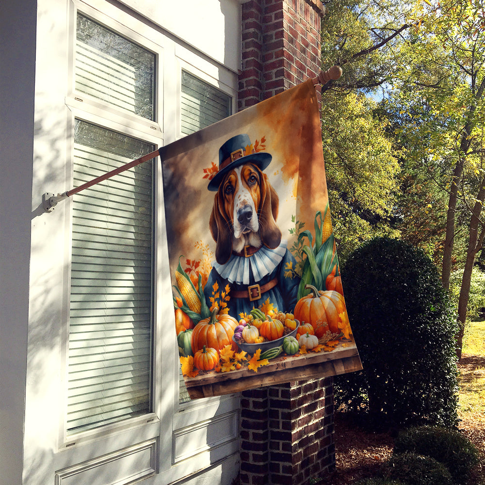 Basset Hound Thanksgiving House Flag