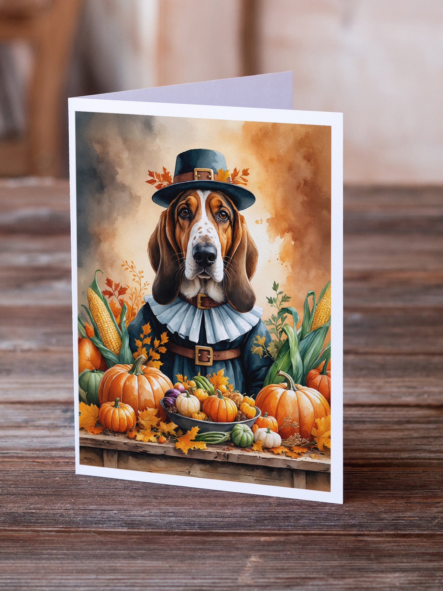 Basset Hound Thanksgiving Greeting Cards Pack of 8