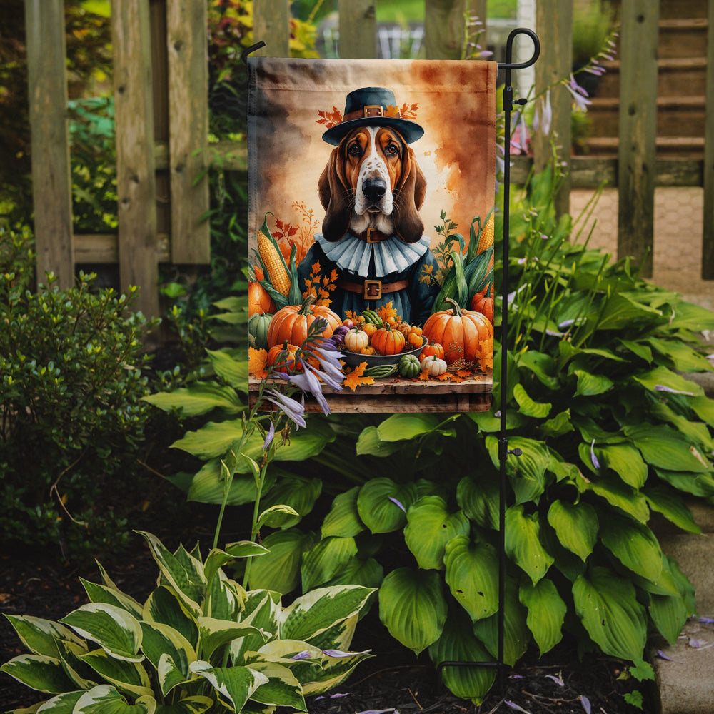 Basset Hound Thanksgiving Garden Flag