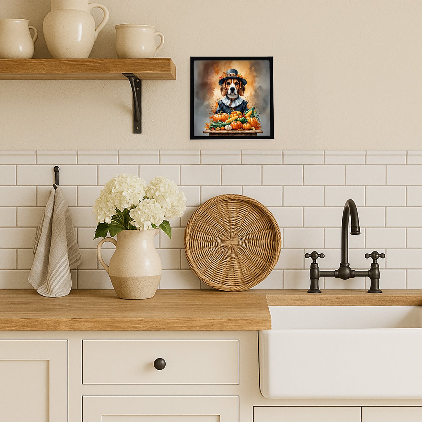 Beagle Thanksgiving Framed Metal Print