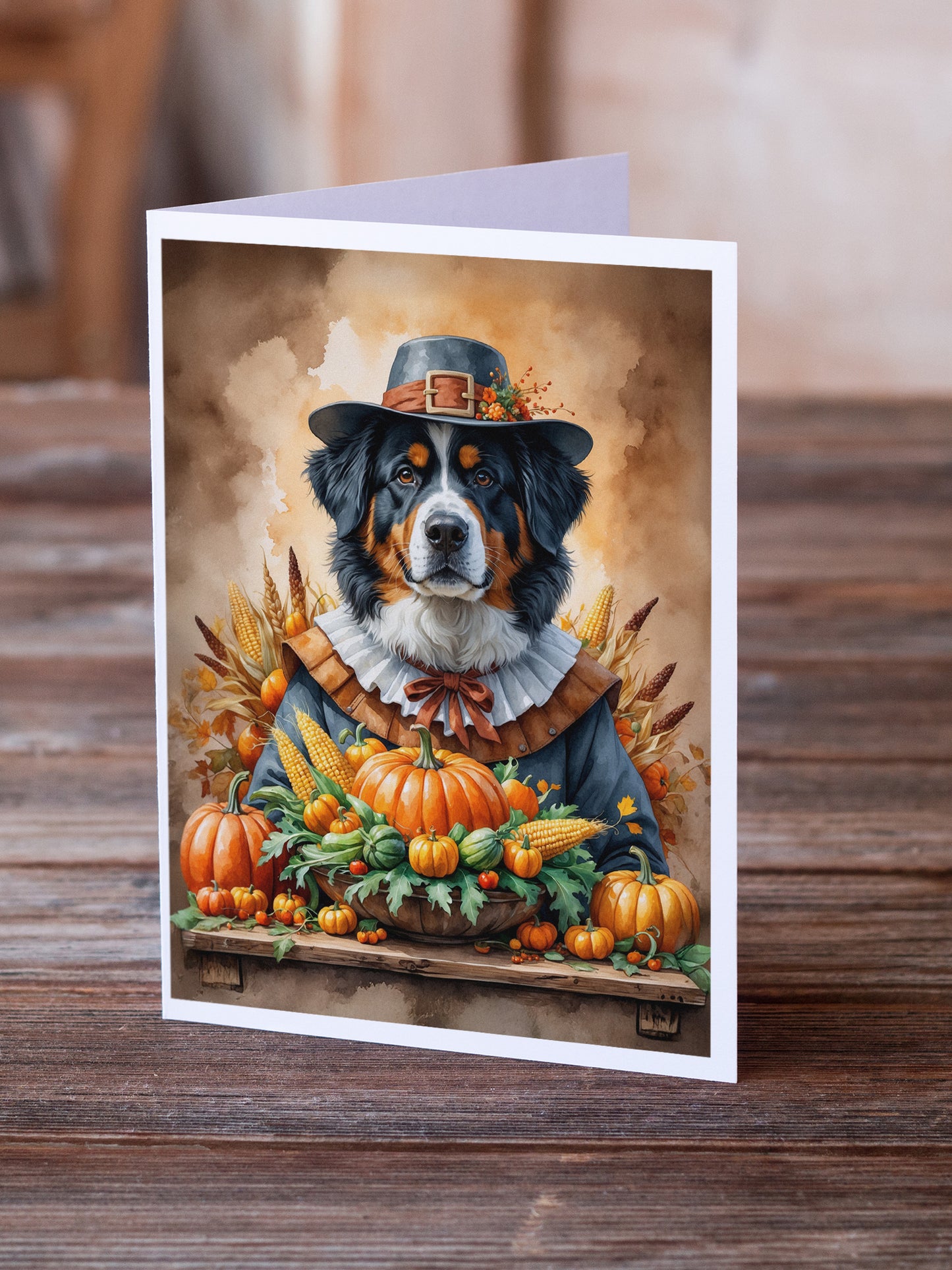 Bernese Mountain Dog Thanksgiving Greeting Cards Pack of 8