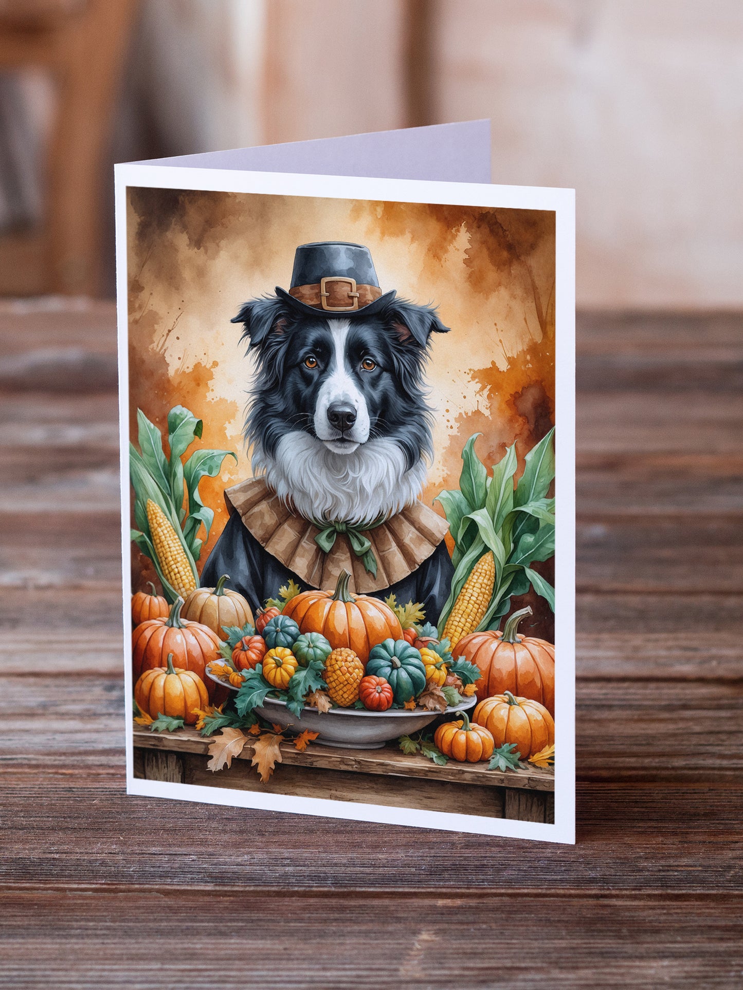 Border Collie Thanksgiving Greeting Cards Pack of 8