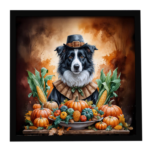 Buy this Border Collie Thanksgiving Framed Metal Print