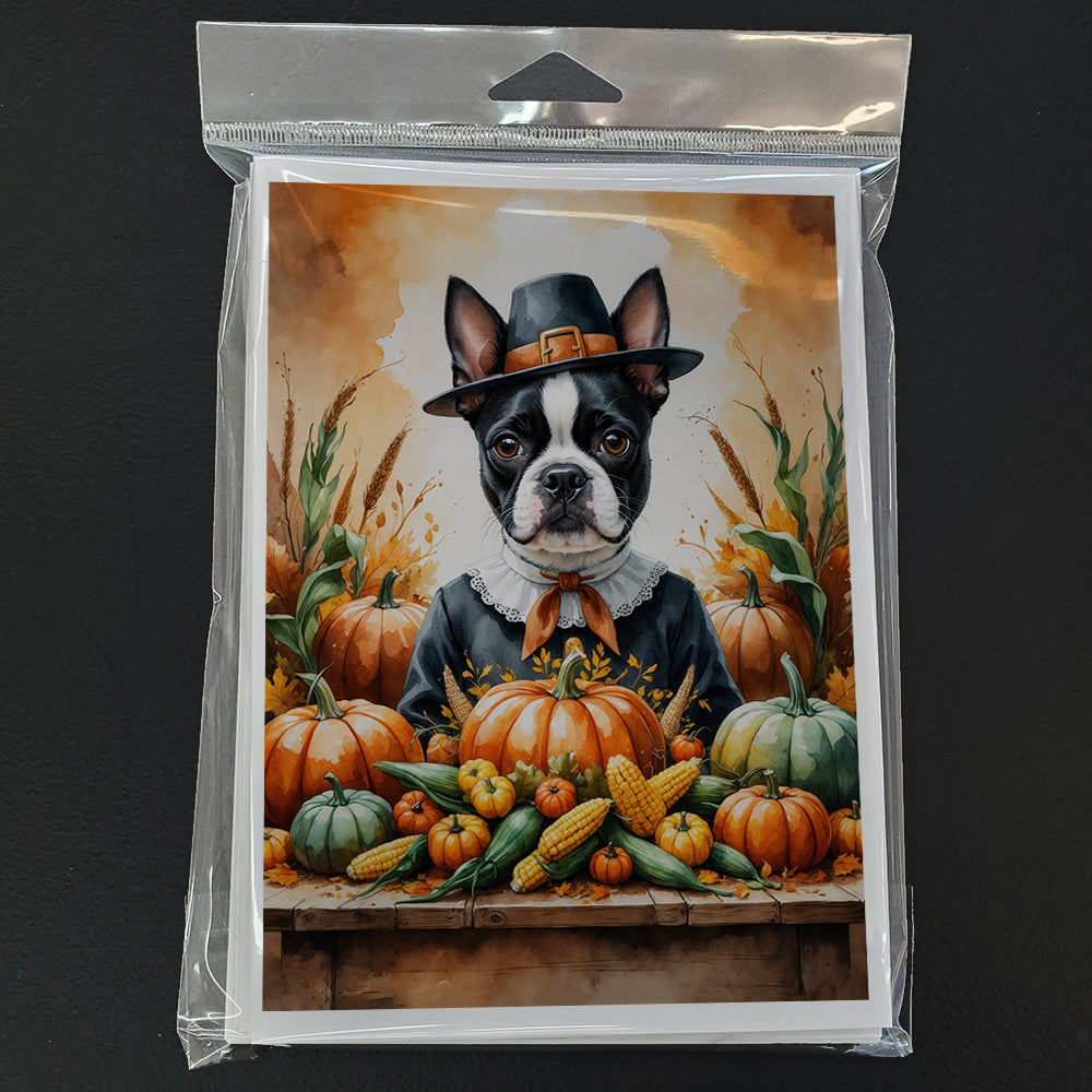 Boston Terrier Thanksgiving Greeting Cards Pack of 8