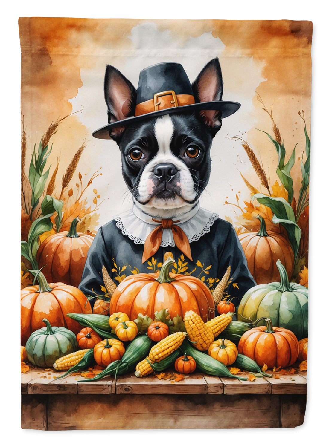 Buy this Boston Terrier Thanksgiving Garden Flag
