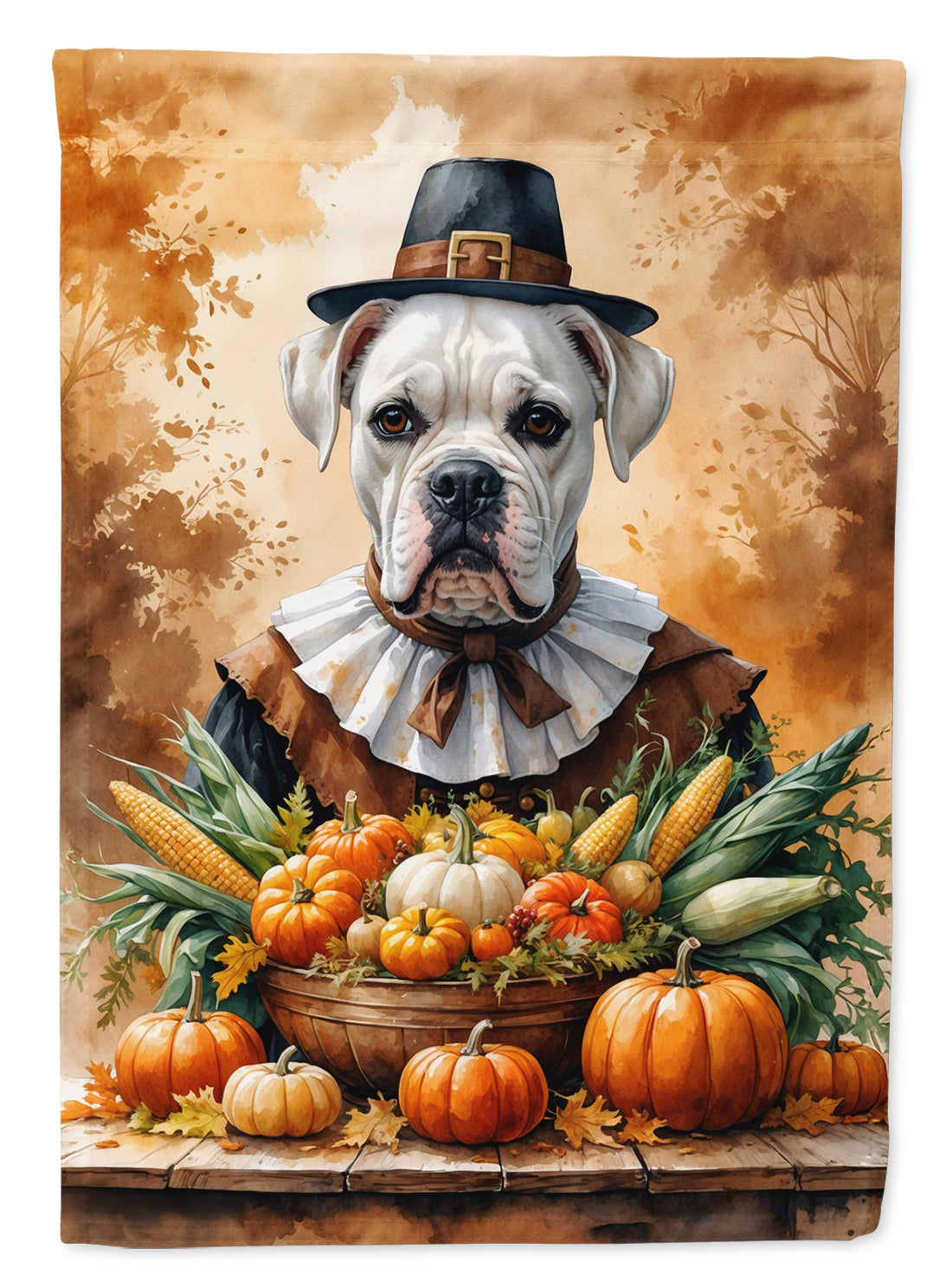 Buy this White Boxer Thanksgiving House Flag