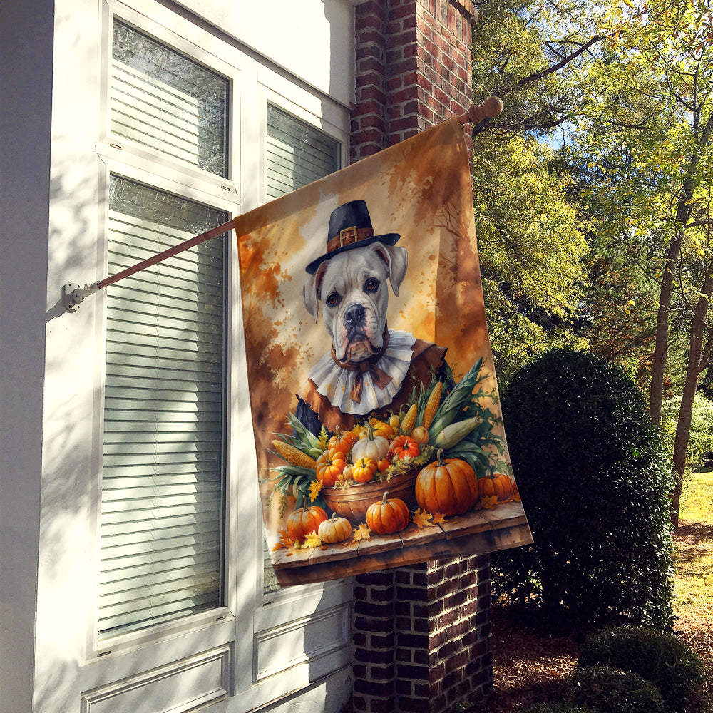 White Boxer Thanksgiving House Flag