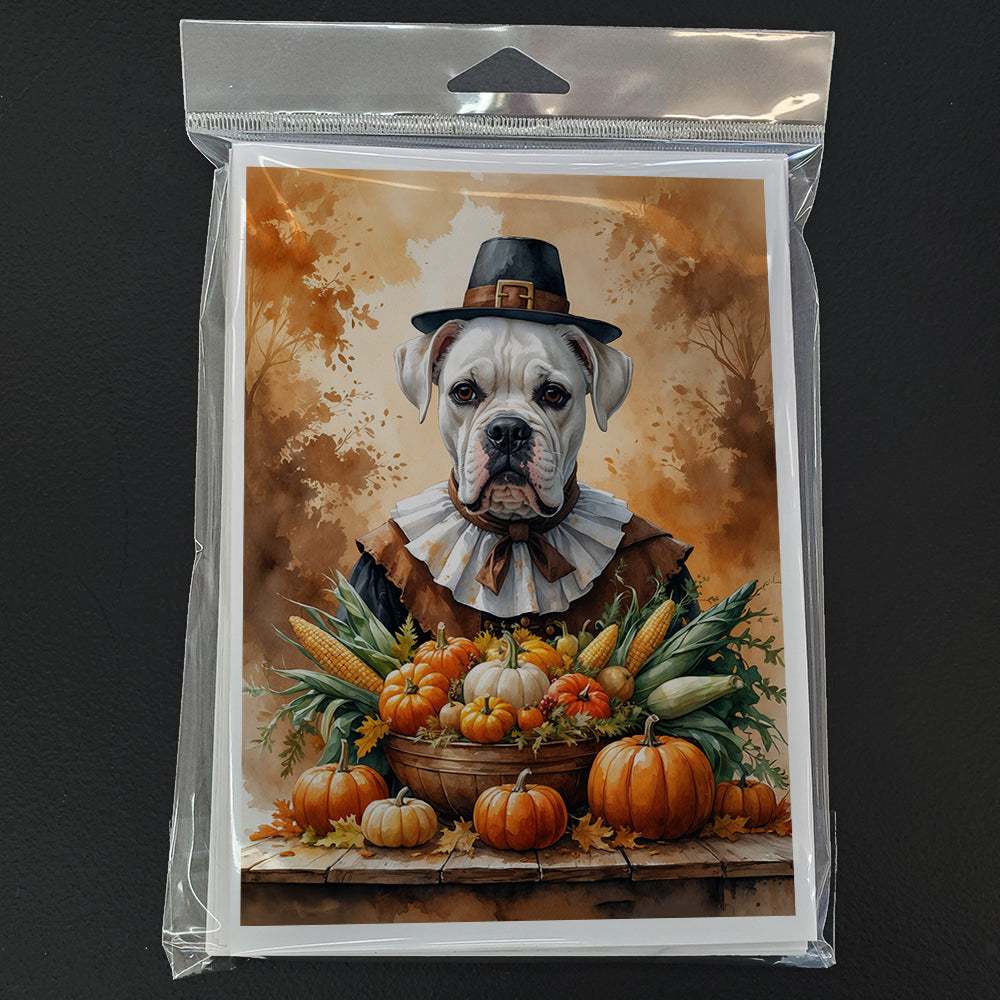 White Boxer Thanksgiving Greeting Cards Pack of 8