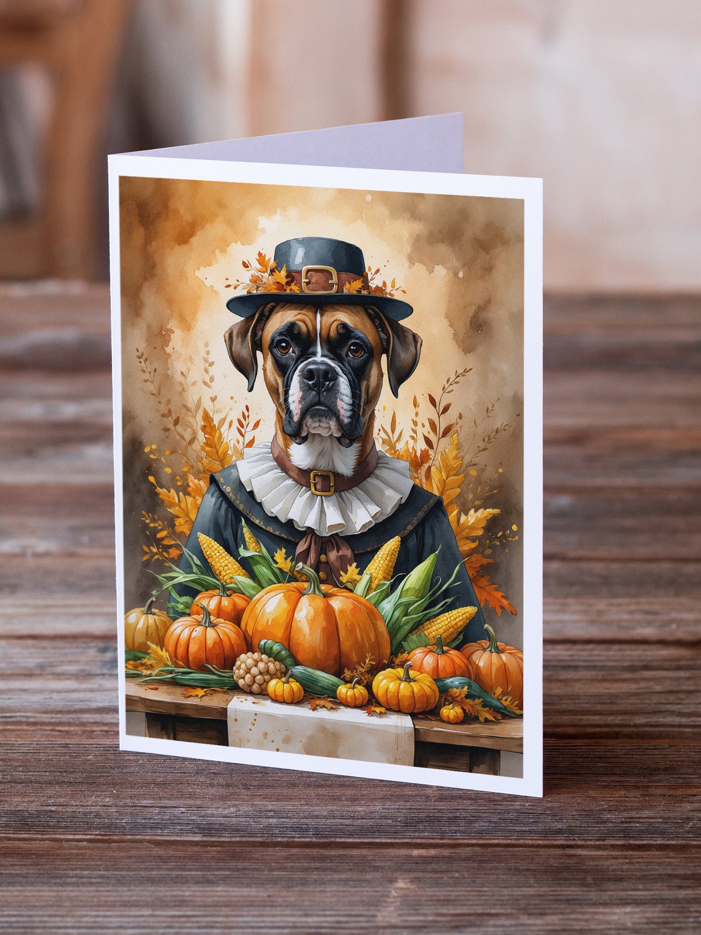 Boxer Thanksgiving Greeting Cards Pack of 8