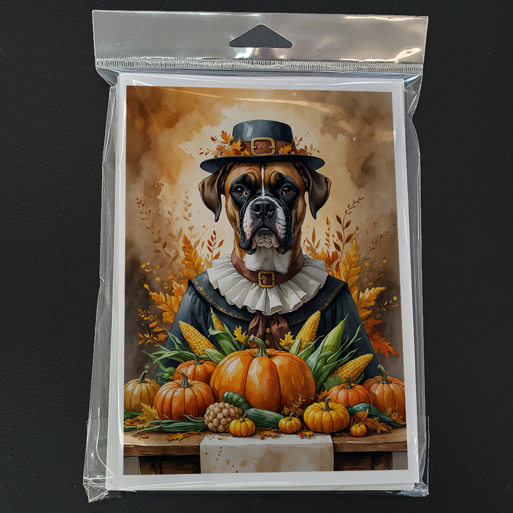 Boxer Thanksgiving Greeting Cards Pack of 8