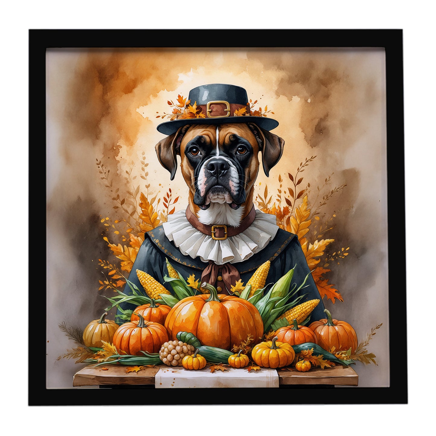 Buy this Boxer Thanksgiving Framed Metal Print