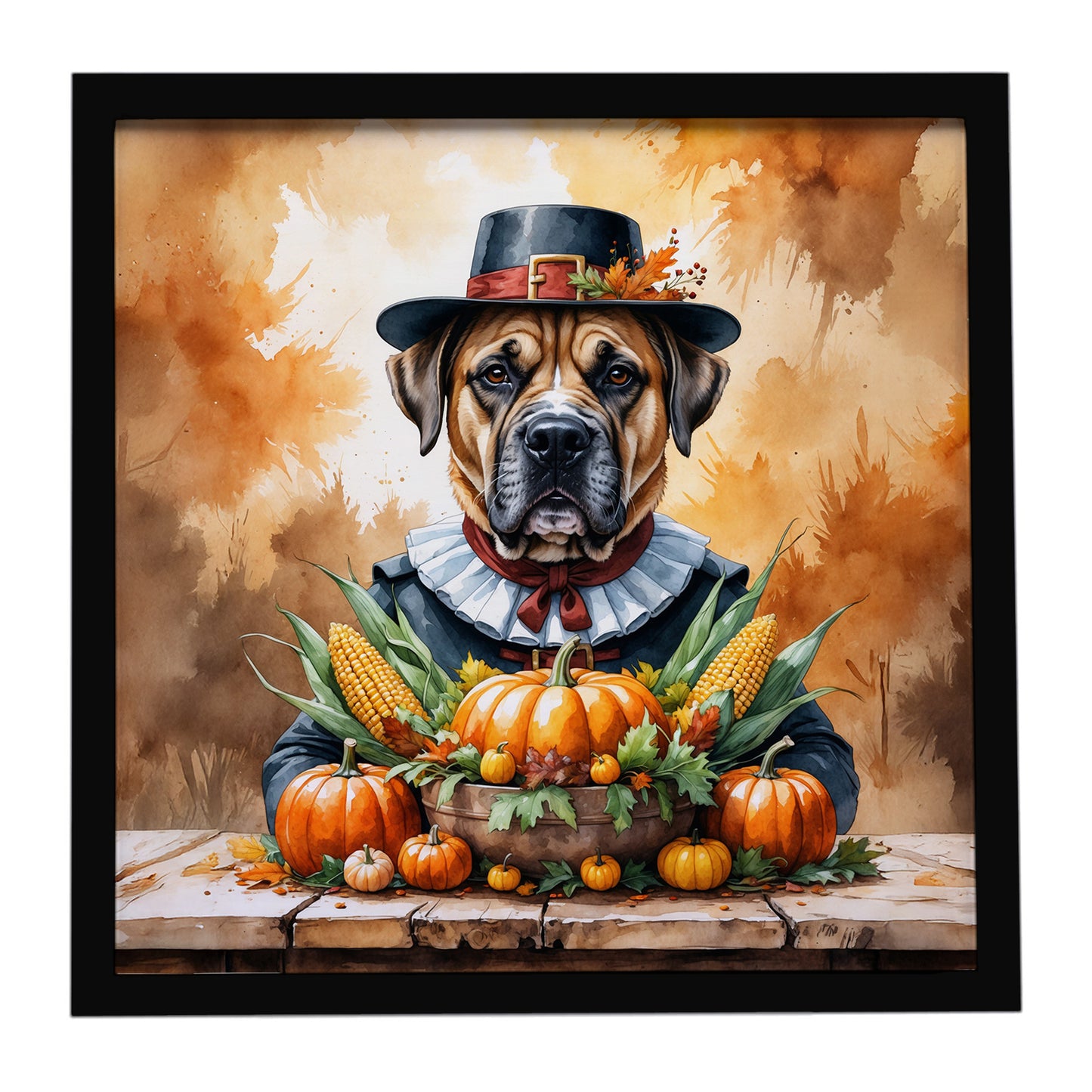 Buy this Bullmastiff Thanksgiving Framed Metal Print