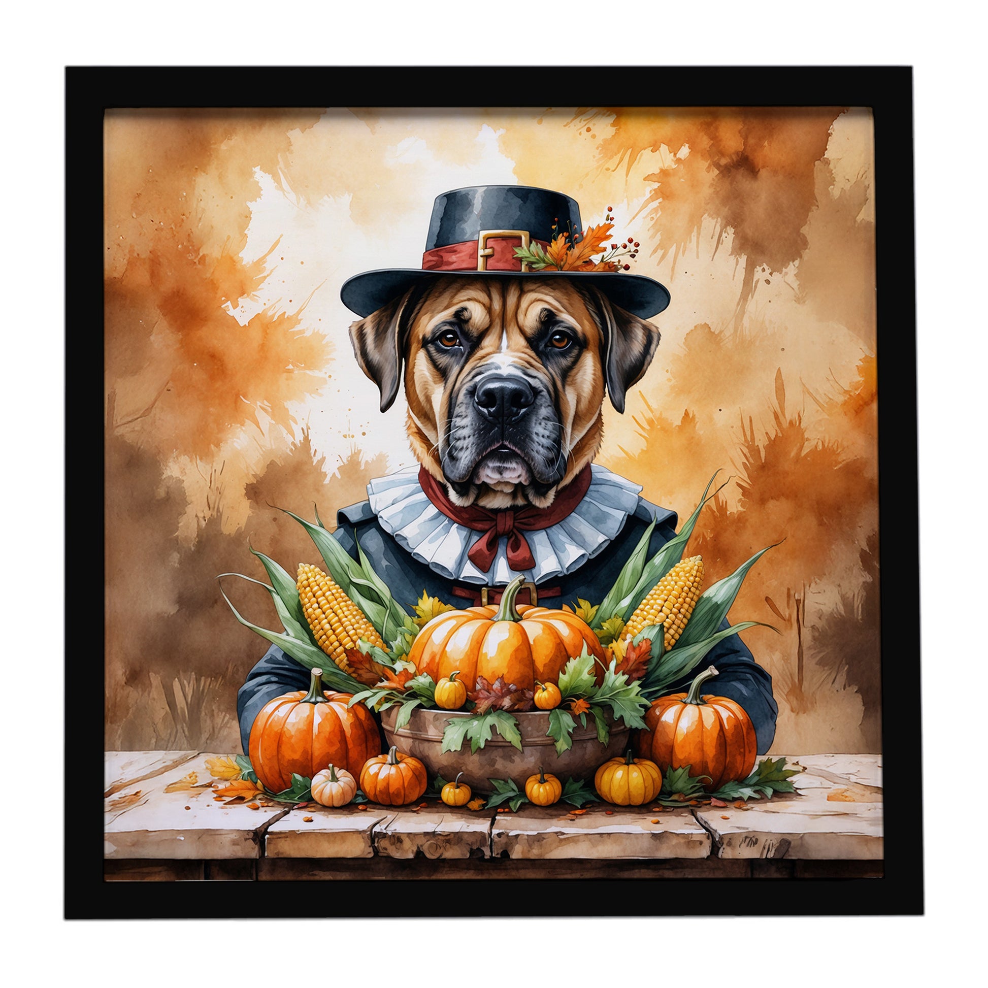 Buy this Bullmastiff Thanksgiving Framed Metal Print
