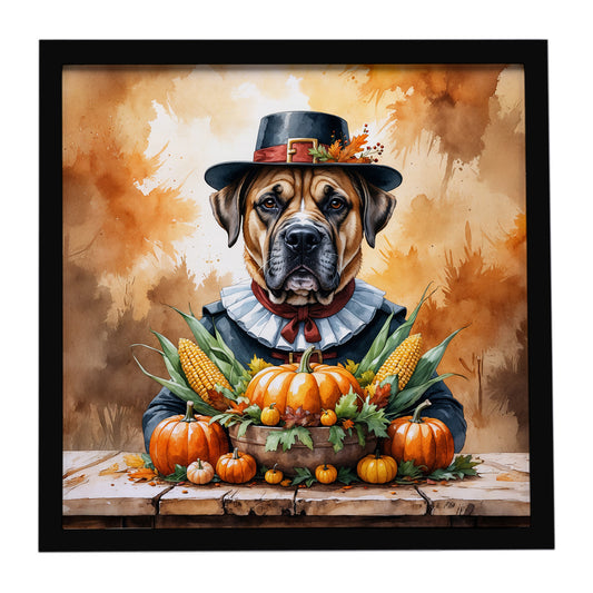 Buy this Bullmastiff Thanksgiving Framed Metal Print
