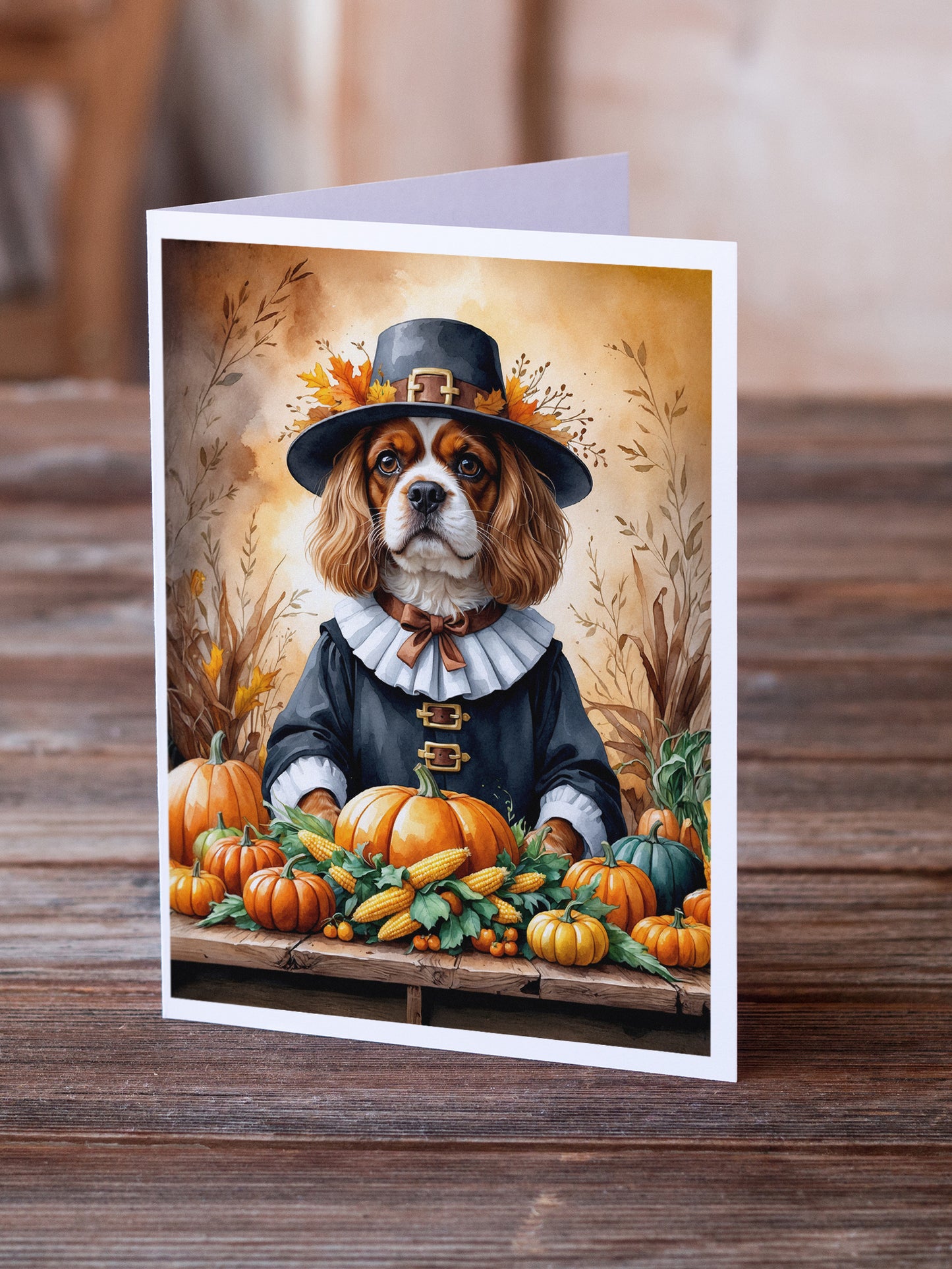 Cavalier Spaniel Thanksgiving Greeting Cards Pack of 8