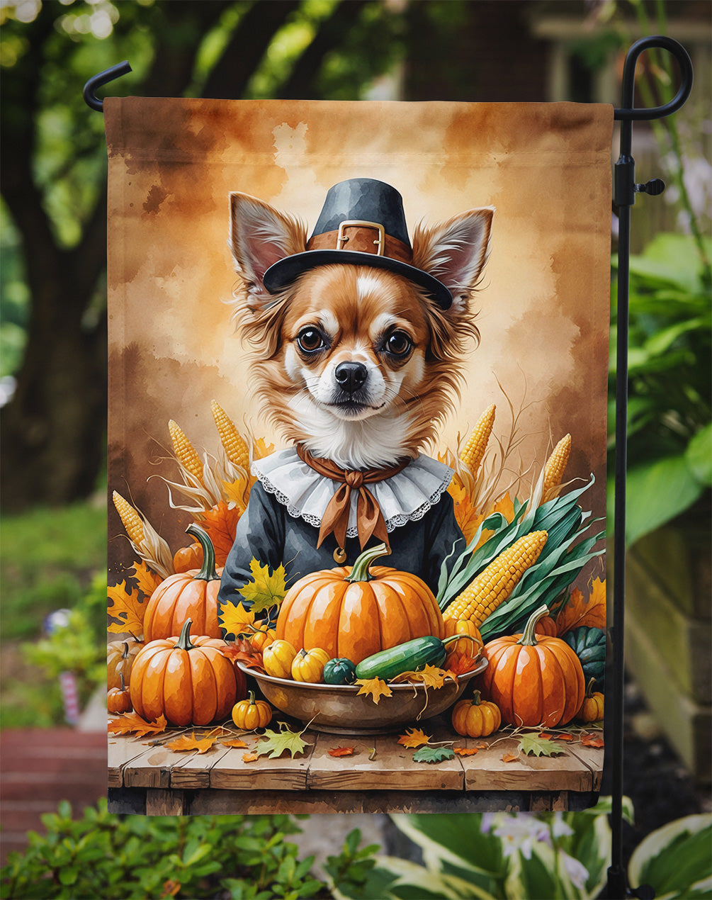 Chihuahua Thanksgiving Garden Flag
