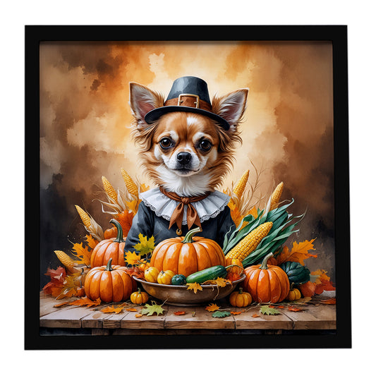 Buy this Chihuahua Thanksgiving Framed Metal Print