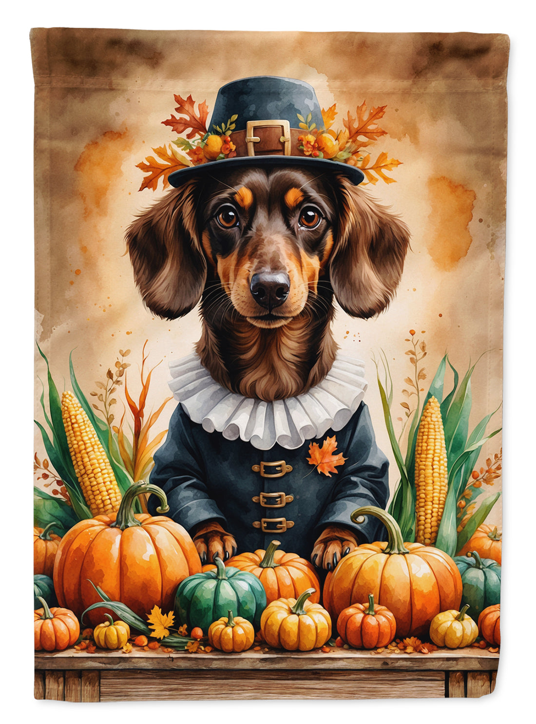 Buy this Chocolate Dachshund Thanksgiving House Flag